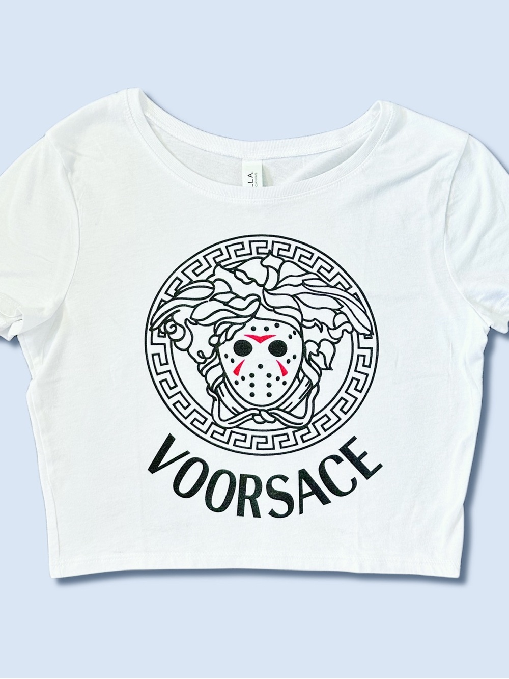 Versace Parody Crop Top Jason Voorhees Graphic Tee XS/S Horror Friday The 13th